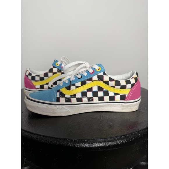 Vans Old Skool Pink/Blue/Checkerboard - Mens‎ 6.5 Women's 8 Color Shift 90s 80s - Picture 6 of 10